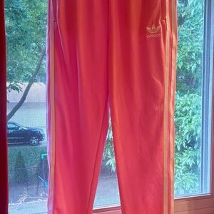 Adidas Pink Athletic Pants with White Accents